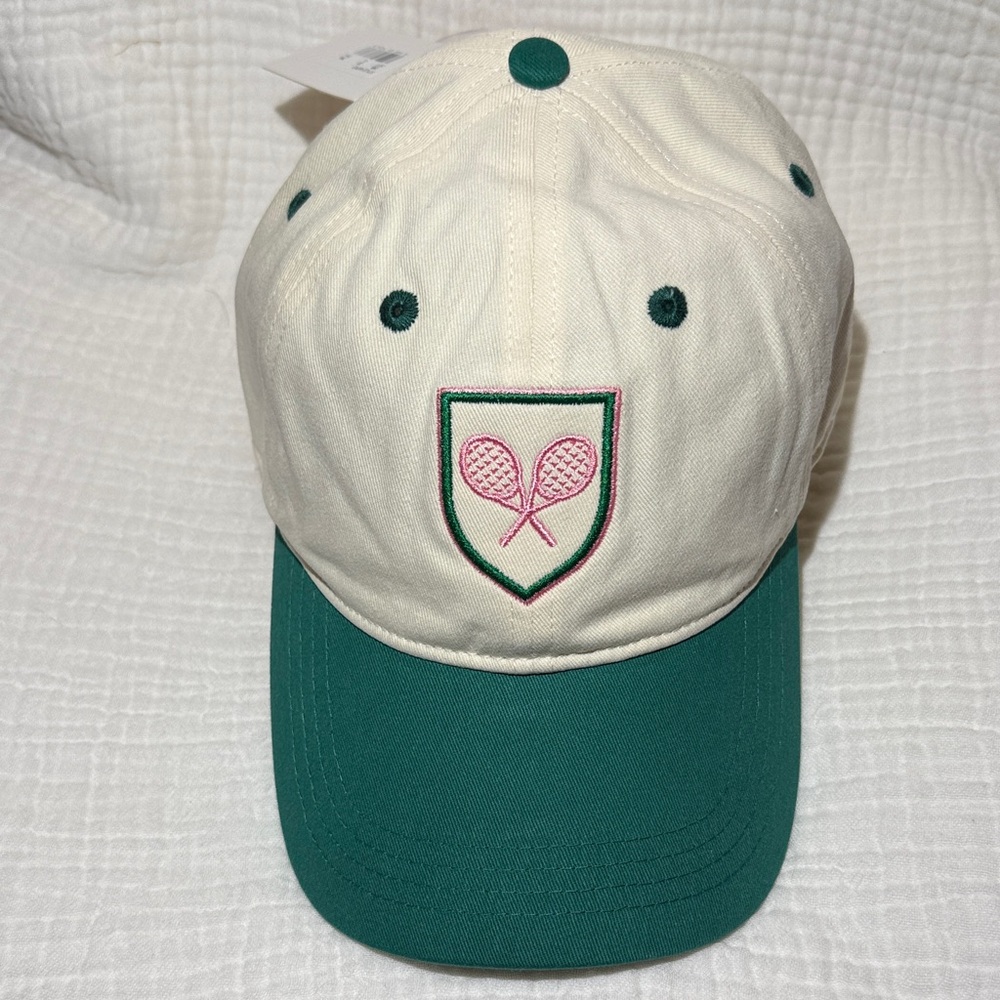 Elegant Cream and Green Tennis Cap